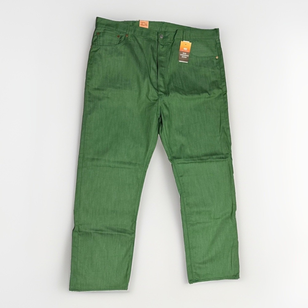 Levi's 501 Shrink-to-Fit Raw Denim Jeans Men's 44x32 Green Button Fly NWT
